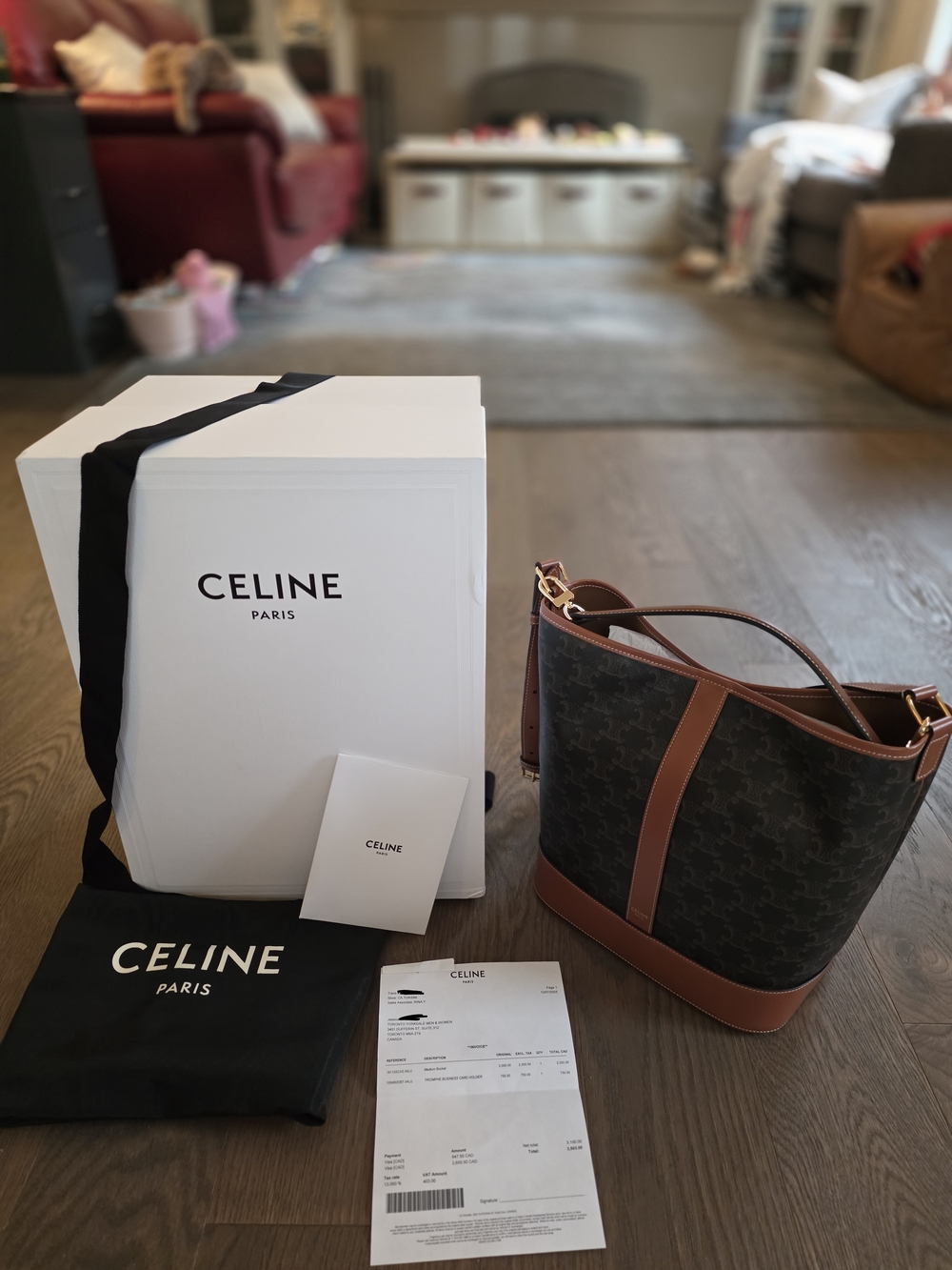 Celine Medium Bucket Bag Triomphe Canvas
